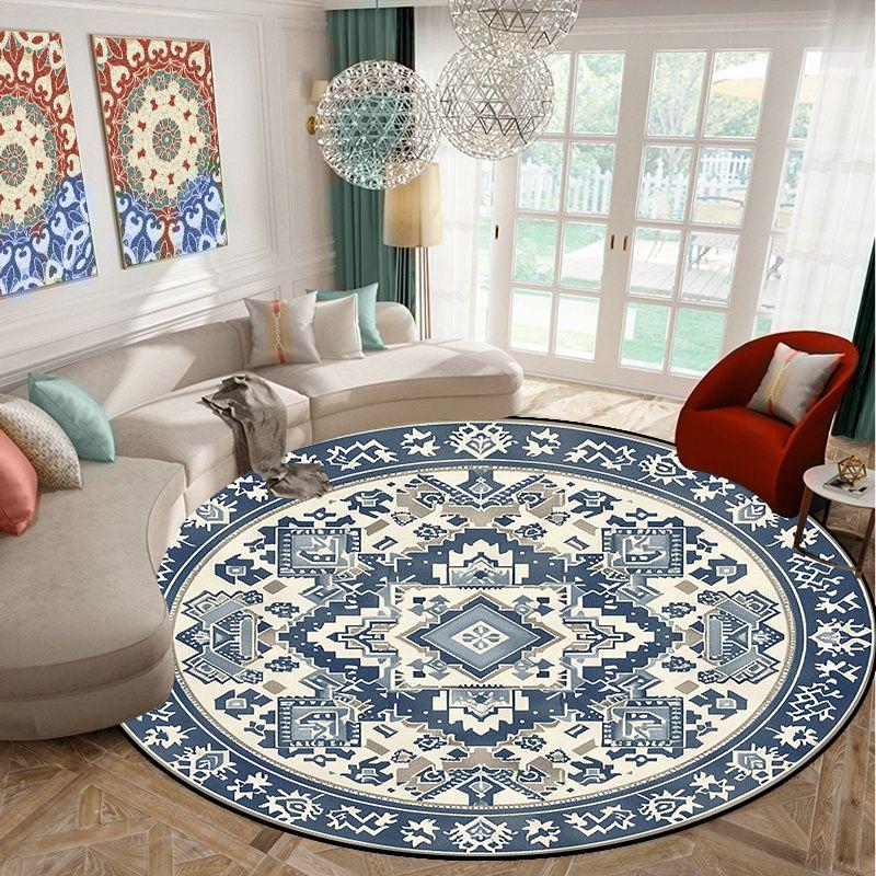 Marokko Retro-Teppiche für Wohnzimmer-Sofa, Heimdekoration, runder Teppich, große Fläche, Garderoben-Lounge-Teppiche, waschbare Schlafzimmer-Bodenmatte 100cm 39.37 in