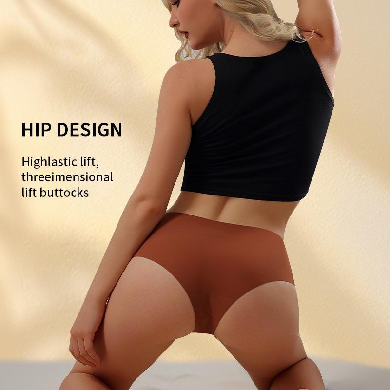 Seamless Women's Mid-High Waist Yoga Panties - Breathable Tummy Control Hip Lift Ice Silk Underwear