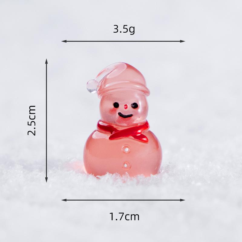 Christmas Cute Glow-in-the-dark Little Snowman Snow Scene Ornament Desktop Decoration Accessory