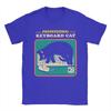 Funny Cat Playing Computer Games Keyboard T-Shirt for Men Round Collar Cotton T Shirt  Short Sleeve Tee Shirt Printed Tops