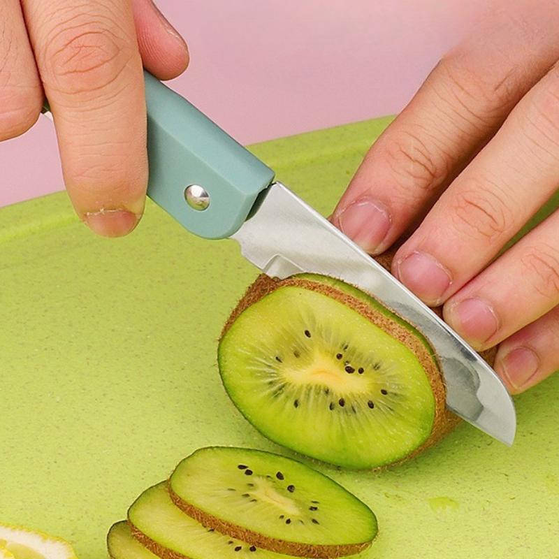 2-in-1 Foldable Fruit Knife & Peeler, Multifunctional Portable Kitchen Tool with Stainless Steel/ Ceramic Blade for Peeling