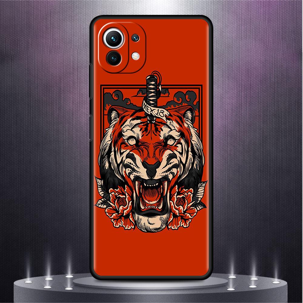 Black Case For Xiaomi Mi Poco X3 NFC M4 F3 C40 11 11T 10T Pro 12 9T 9 10 Lite TPU Phone Cover Tiger Animal