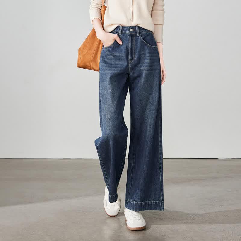 SOFSIL Women's High-Waisted Wide-Leg Cropped Jeans