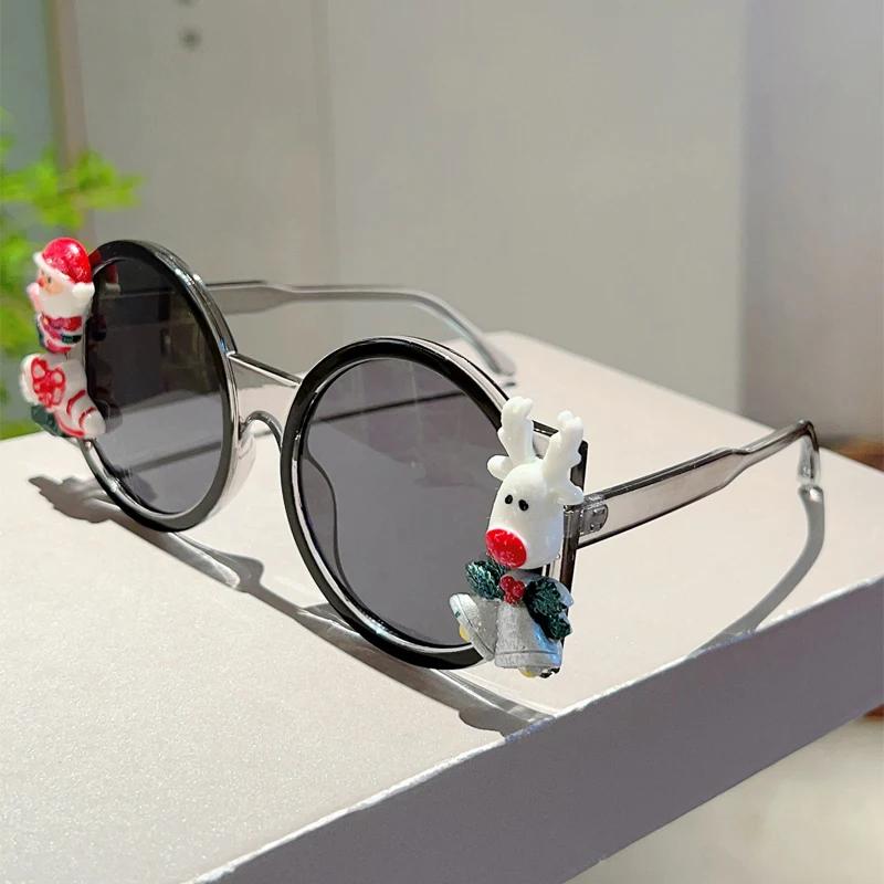 KAMMPT Large Round Sunglasses Stylish Cute Christmas Decorative Shades Trendy Gradient Original Festival Party Sun Eyeglasses