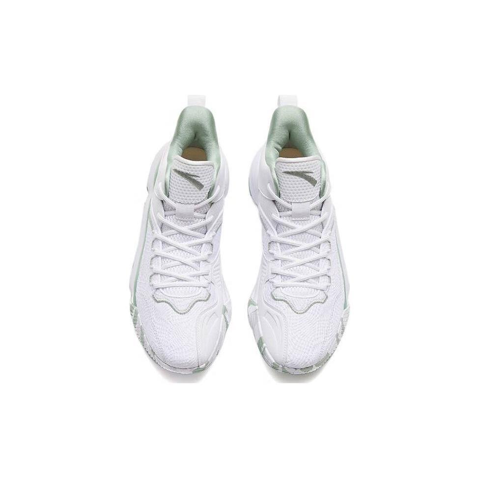 Anta Laser 4 Cushioning Slip Resistant Abrasion Resistant Mid top Basketball Shoes Men's White 112311607-6