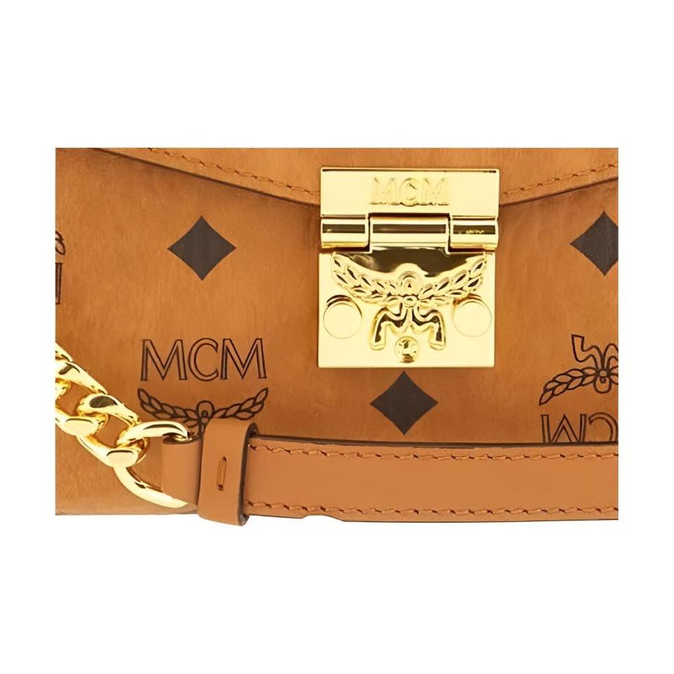 MCM Tracy Printed Logo Gold Hardware PU Envelope Shoulder Bag Women bags Brown MWREAXT06CO001