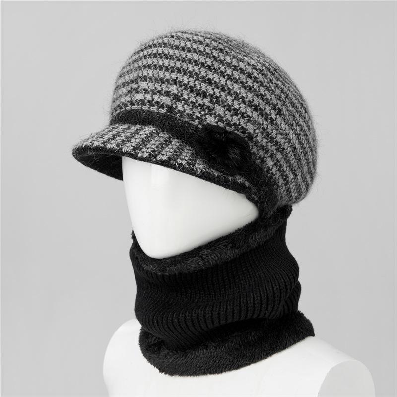 Autumn and winter hats Women's knitted hats Fleece warm wool hats Cold-proof cotton hats