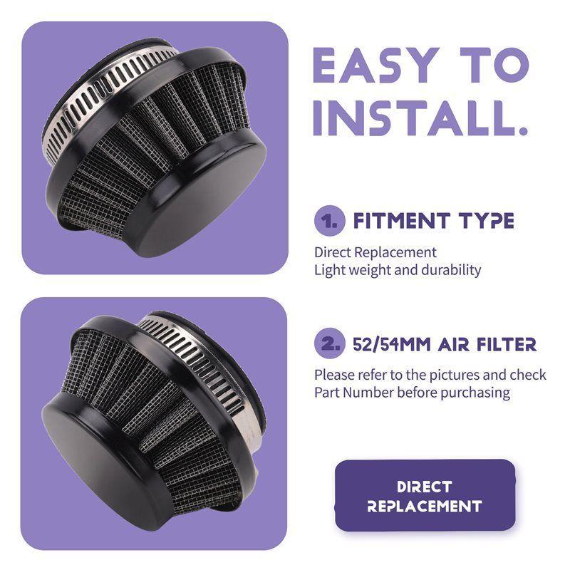 Authentic Mini Dirt Bike Atv Motorcycle Carburetor Interface Air Filter 52/54MM For 47Cc 49Cc Super Pocket Bike Upgrade Kit Blac