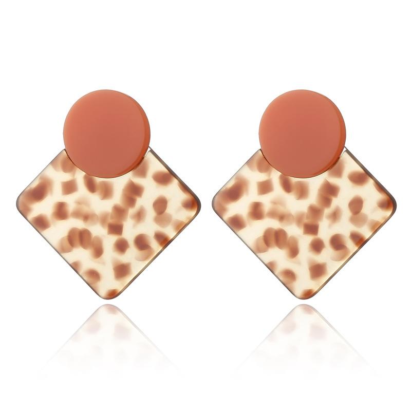 

Новые европейские и американские популярные геометрические серьги акриловые серьги с леопардовым принтом оранжевый