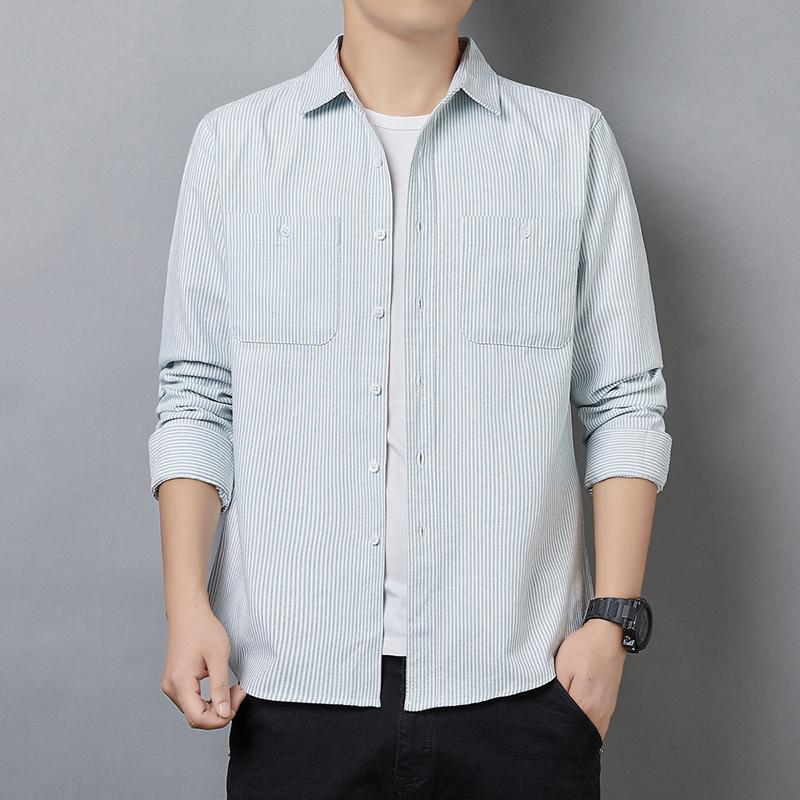 Men's long sleeved shirt Korean casual loose shirt men's coat