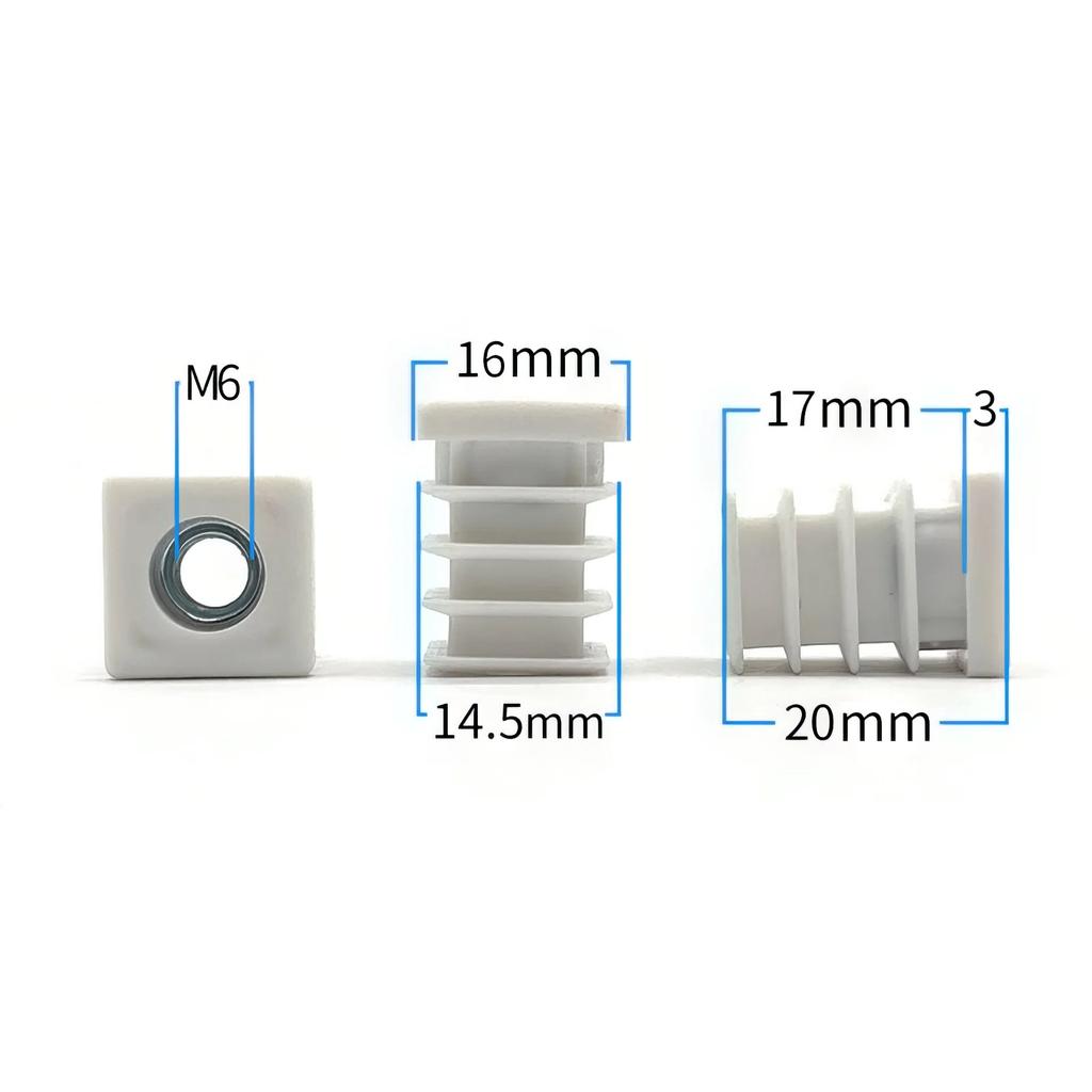 10 o 5 pezzi Tappi Quadrati in Plastica per Tubi M5 M6 M8 con Foro per Dado Tappi Ciechi Terminali Coperchi Tappi per Gambe di Mobili Tubi