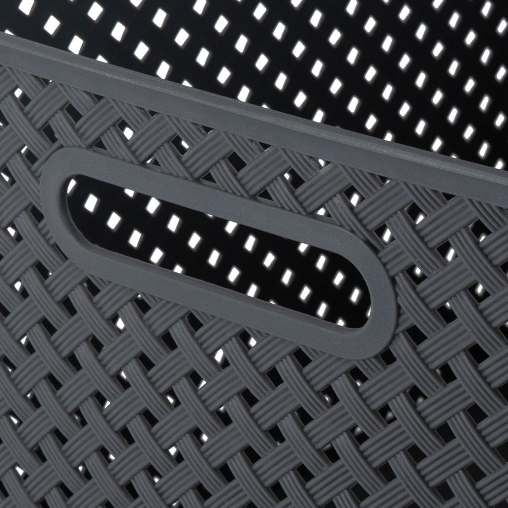 Large Gray Resin Wicker Storage Bin Lightweight Organizing Baskets with Handles Home Storage Solution Toy Book Organizer