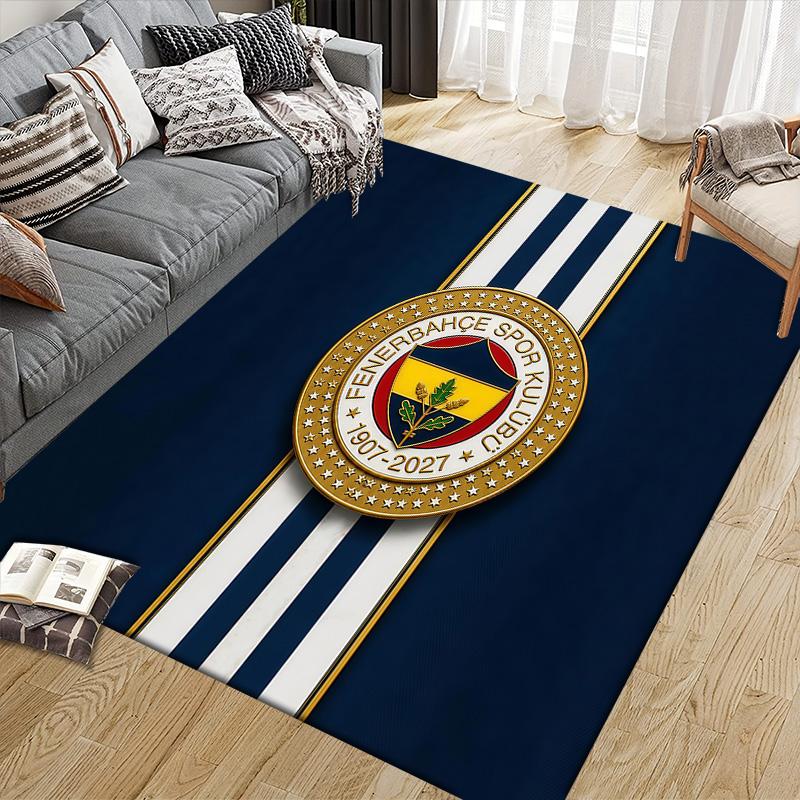 Fenerbahçe Flannel Pattern Square Carpet,Area Rug,Carpet Rug for Living Room Bedroom Sofa Playroom Decor,Non-slip Floor Mat