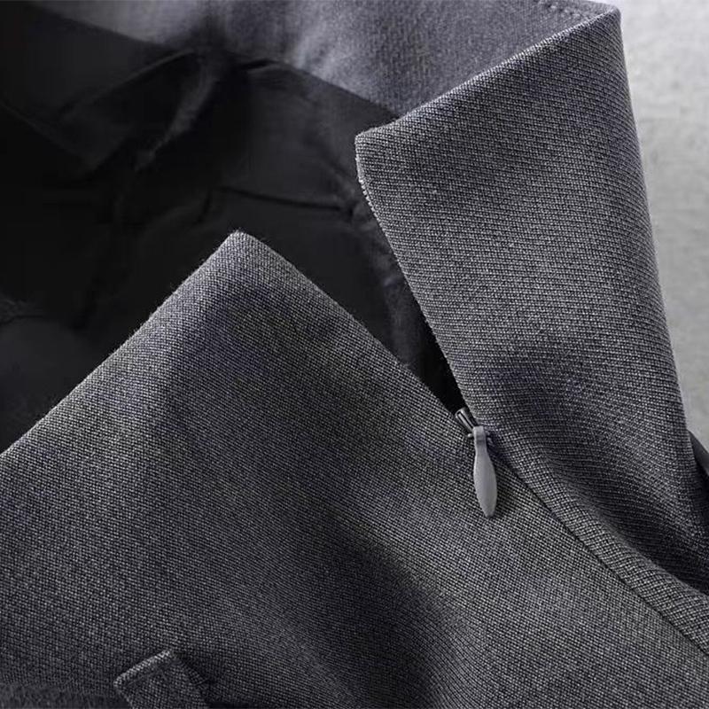 Grå plisserad kjol Damkjol med hög midja i A-linje sommar