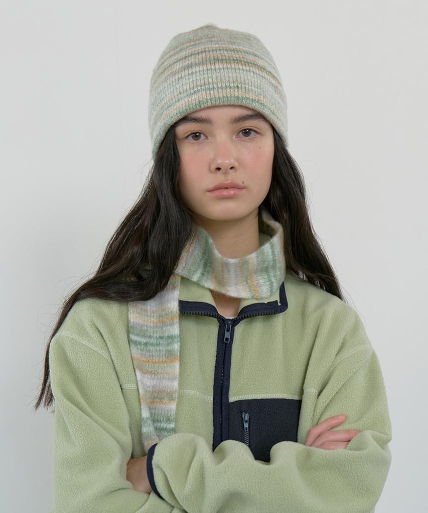MA JOURNEE Stripe Beanie_Green Mix