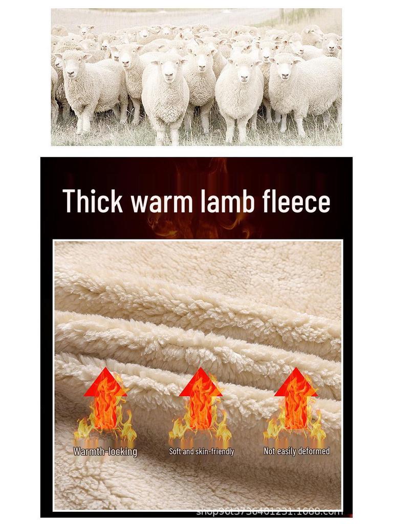 Lambswool Sports Suit: Plus Size Men's Fleece-Lined Hoodie & Cardigan Two-Piece Set for Autumn/Winter.