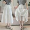 Witte Hoge Taille Slim Midi Rok - Koreaanse Stijl, Zoet & Elegant