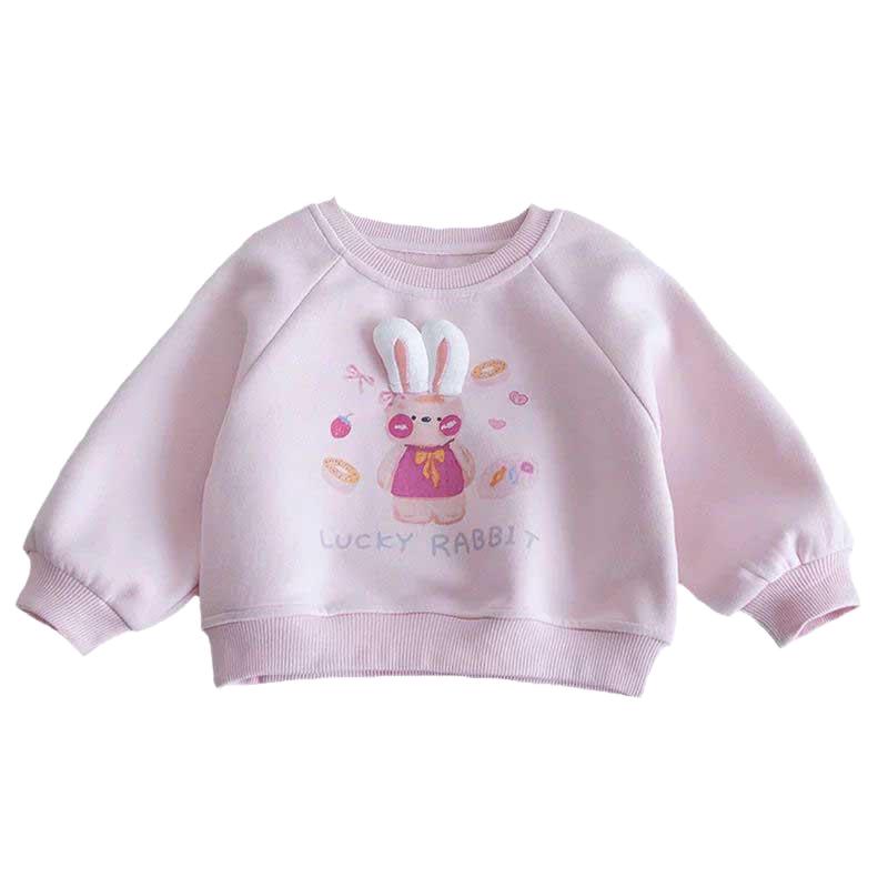 Girls' Bunny Top Sweatshirt - 2026 Spring/Autumn Round Neck Pullover