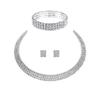 Three Rows Of Collar Jewelry, Two Rows, Neck Necklace Set, Zircon Jewelry Set, Silver-Plated Jewelry, Three-Piece Set.