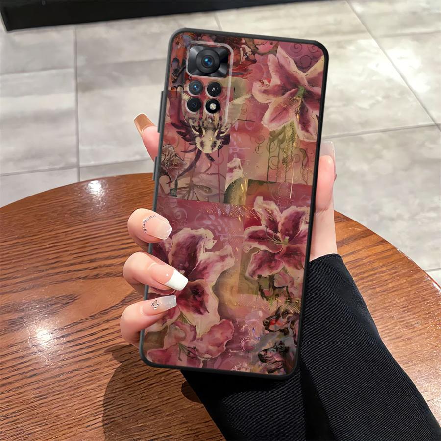 Lily Orchid Flower Print Funda Phone Cover Case for Xiaomi Redmi Note 9 7 8 12 Pro 11s 12s 10S 9S 10 14 11 13 Pro Plus