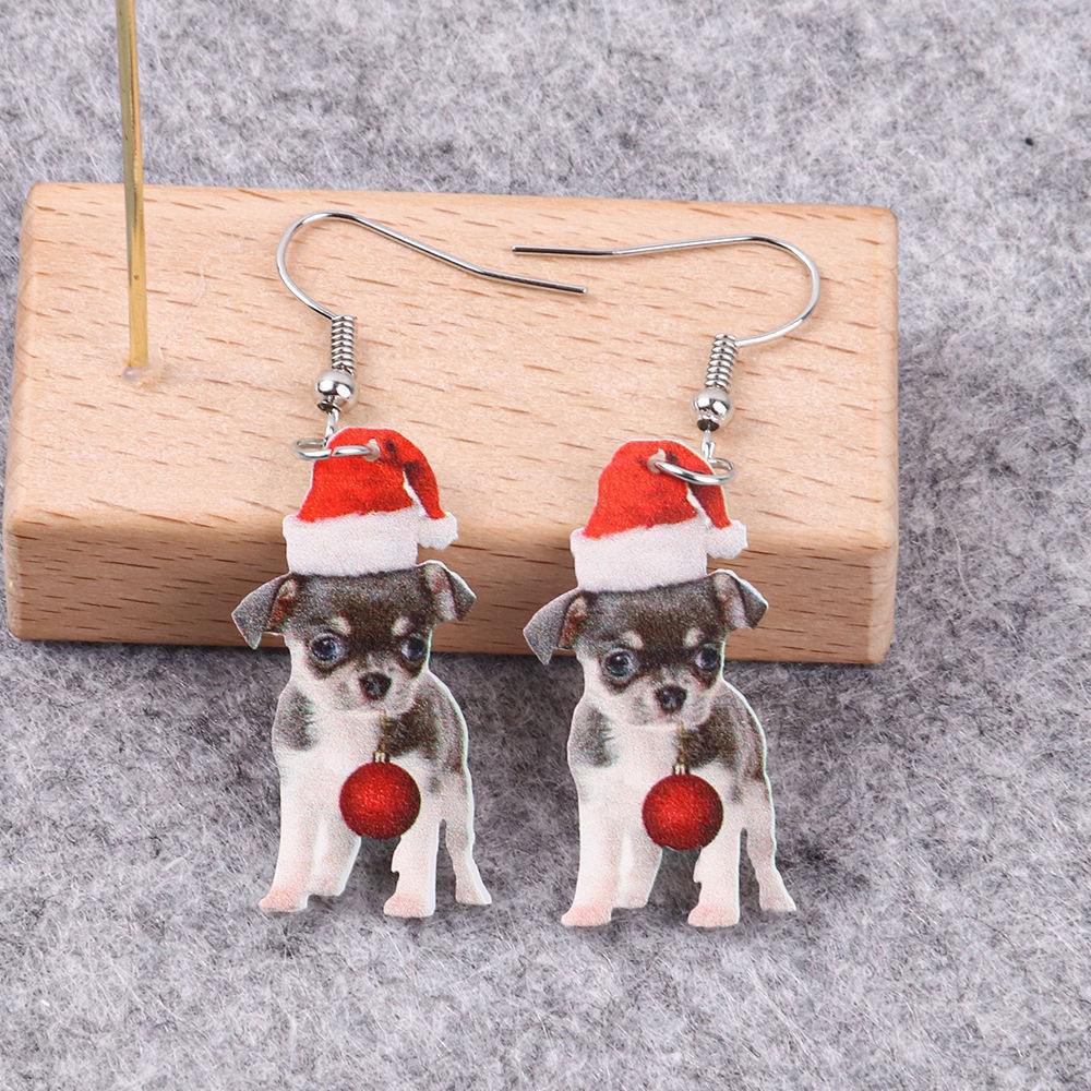 Christmas Kitten Cartoon Earrings & Tree Pendant