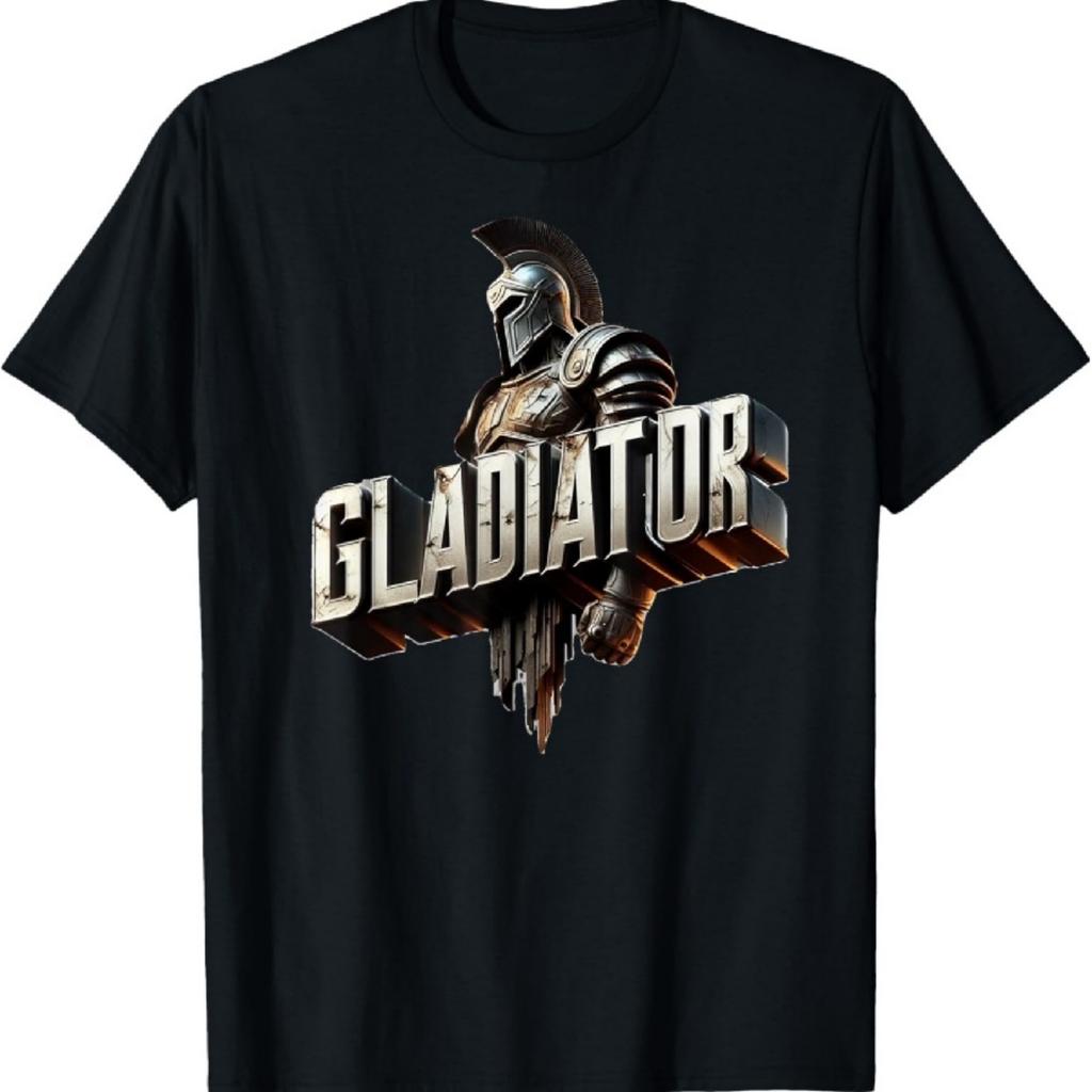 Gladiator Boys Unisex-Adults Kids Black Modern Gladiator T-Shirt