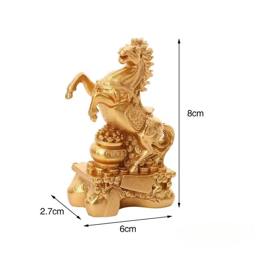 Golden Horse Statue - Resin Material Indoor/Outdoor Decor, Exquisite Design Suitable for Home, Office & Holiday New Year Display