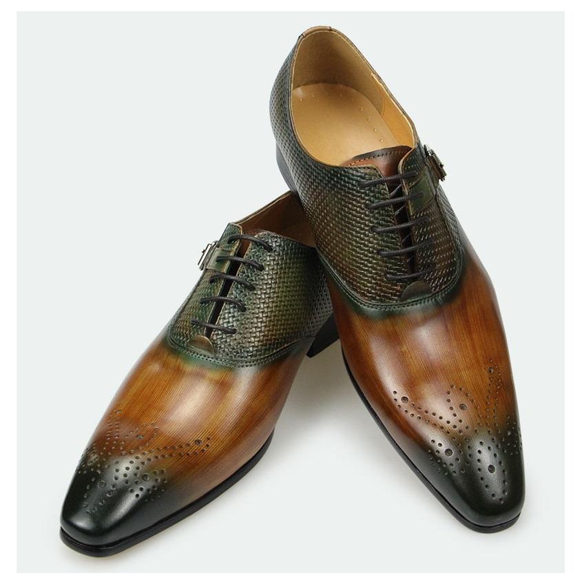 Fashion Wedding Office Shoes For Men Oxford Business Cowhide Leather Upper Dress Shoes Pointed Toe Lace Up Fashion Shoes Man Handmade
