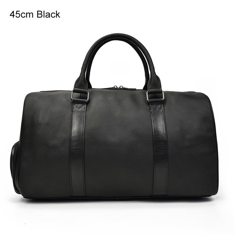 

Luxury Genuine Leather Men Women Travel Bag Cow Leather Carry On Luggage Bag Travel Shoulder Bag Male Female Weekend Duffle Bag 30 чорний