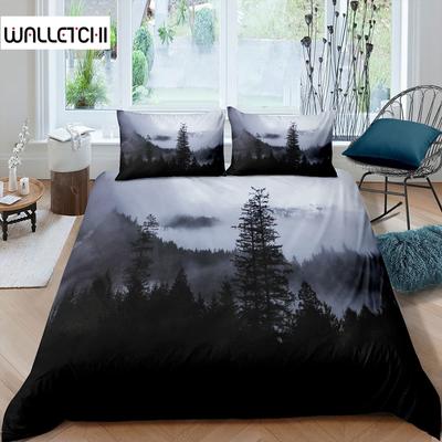 Smoky Mountain Bettbezug-Set Kiefern Steppdeckenbezug Jungen Landschaft Quiltbezug Naturlandschaft Kunst Polyester Bettwäsche-Set
