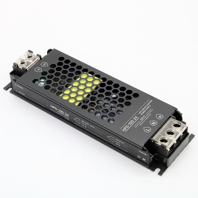 Ultra-thin LED Silent Power Supply, Black Obsidian, 60W-400W, 12V/24V/48V