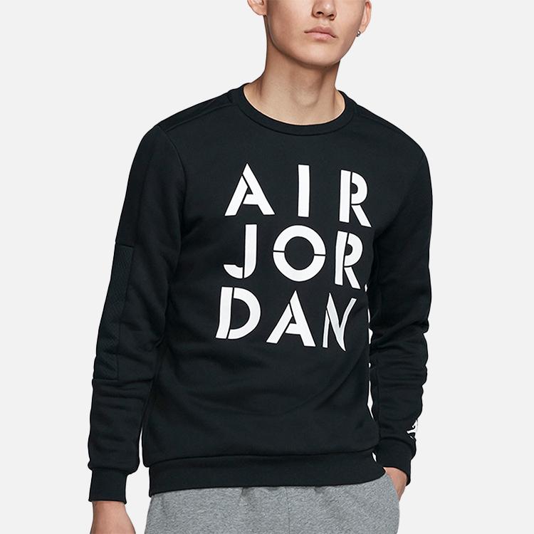 Jordan Alphabet Print Crew Neck Sweatshirt Men Tops Black CK1355-010