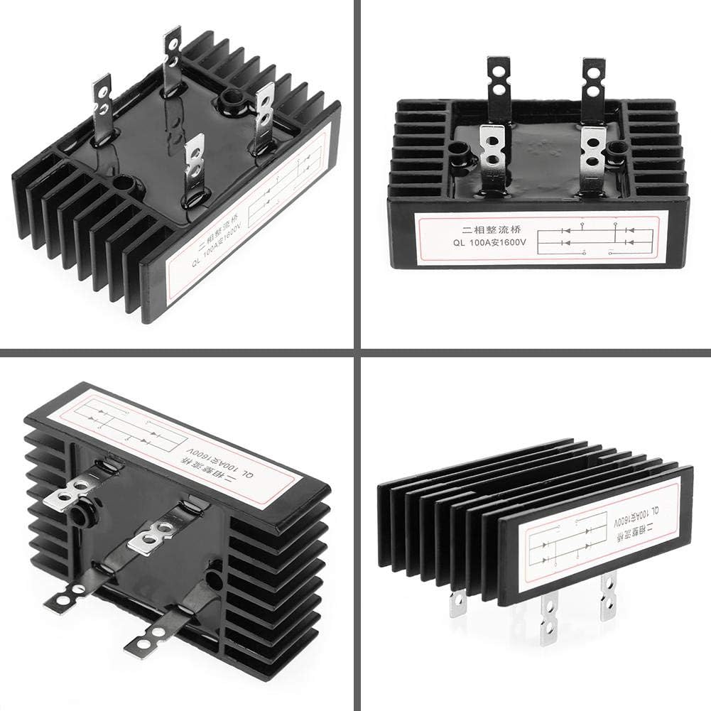 1pc 100a Amp 1600v Bridge Rectifier, Black Voltage 2-Phase Diode Bridge High Power Rectifier for Power Supply