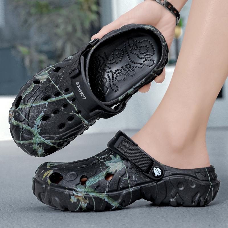Summertime Beach Slide Shoes Men Summertime Clogs Outside Slide Sandal Shoes Man Garden Shoes Male Summertime Water Shoes Leisure Flats