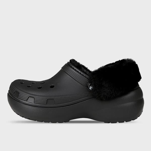 Crocs Classic Platform Lined Fuzz Strap Clogs Winter Cold Weather Fur Slippers 212854 001