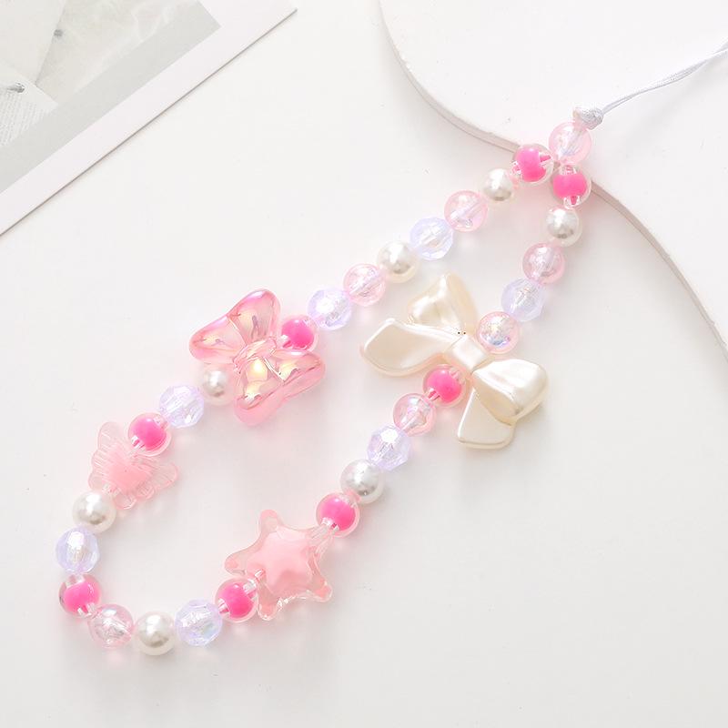 Colorful Bear Cartoon Phone Case Lanyard with Square Plaid Electroplating