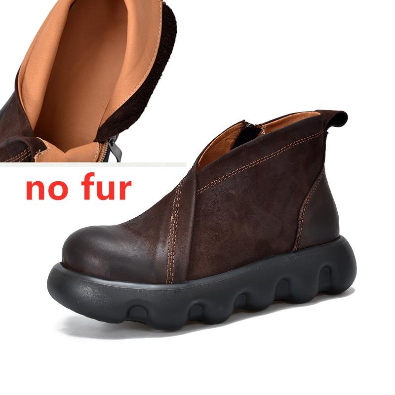 

Модные женские короткие ботинки AIYUQI Винтаж 2025 Новые На толстой подошве Натуральная кожа Женские ботильоны Большой размер Круглый носок Женские ботинки 38