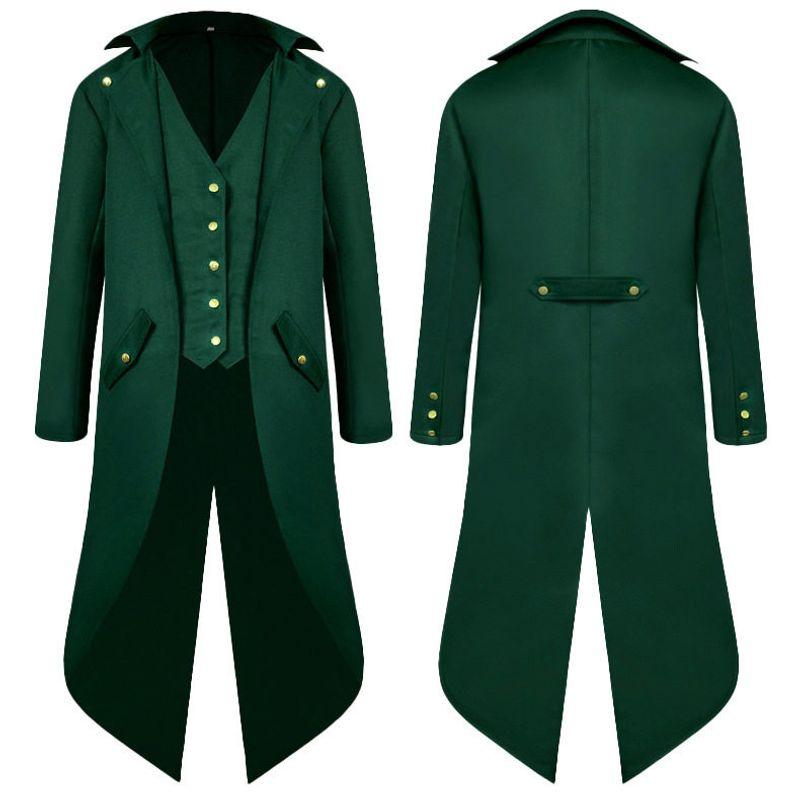 [Hot Sale] European and American Medieval Retro Coat Cosplay Costume Men's Mid-Length Punk Retro Tailcoat.