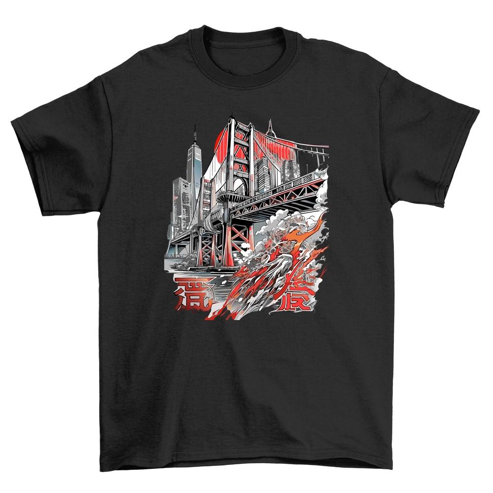 

Tokyo Bridge Anime Funny T-shirt - Japanese Twist on San Francisco Bridge! Uni S