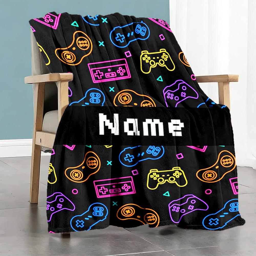 Game Consoles4 Customize Text Blanket Gift Customizable Blanket Durable Comfort for Office Chair Chair Sofa Couch All-Season Use