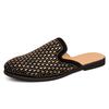 Fashion New Men's Charm Rhinestone Half Slippers Black Gold Shoes Male Casual Mules Moccasins Breathable Loafers Zapatos Hombre