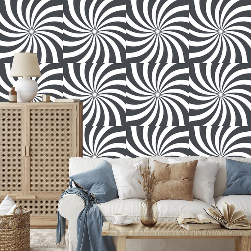 Hippie wallpaper background white and navy blue for living room and bedroom 50x1000
