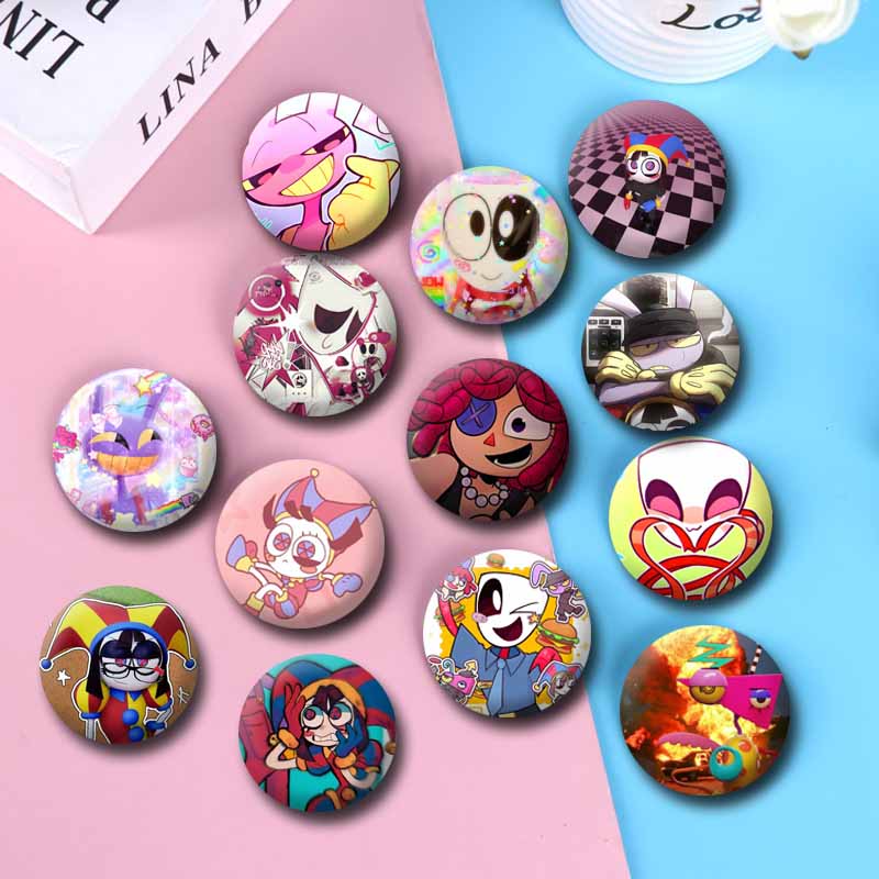 Anime Role Jax Gangle Ragatha Round Brooch Cartoon Figure Lapel Badges Custom Soft Button Pin Bag Jewelry Accessories XMAS Gifts