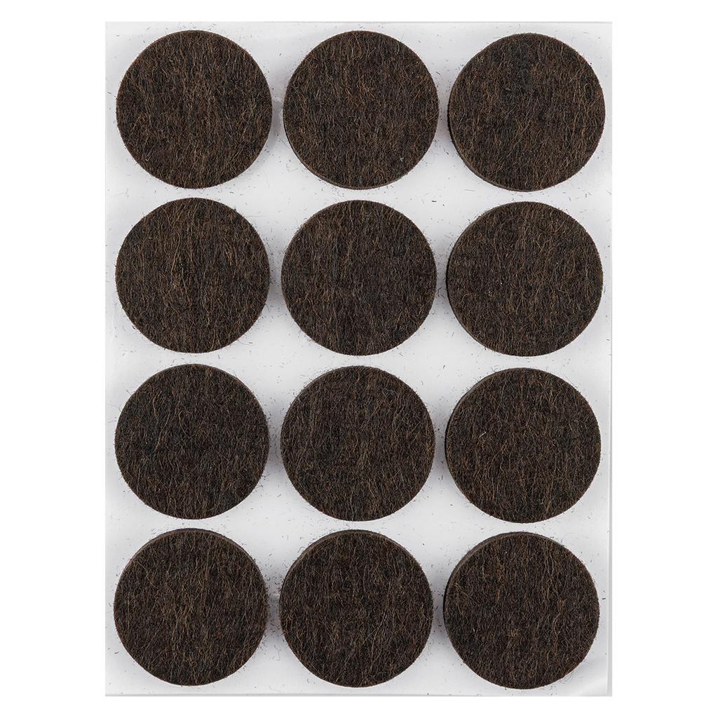 Podkładki filcowe okrągłe samoprzylepne, ciemnobrązowe 28 mm, 12 szt.