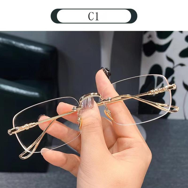 RUISIMO Vintage Rimless Sunglasses Small Square Frame Photochromic Eyewear for Men Women Fashion Sun Glasses