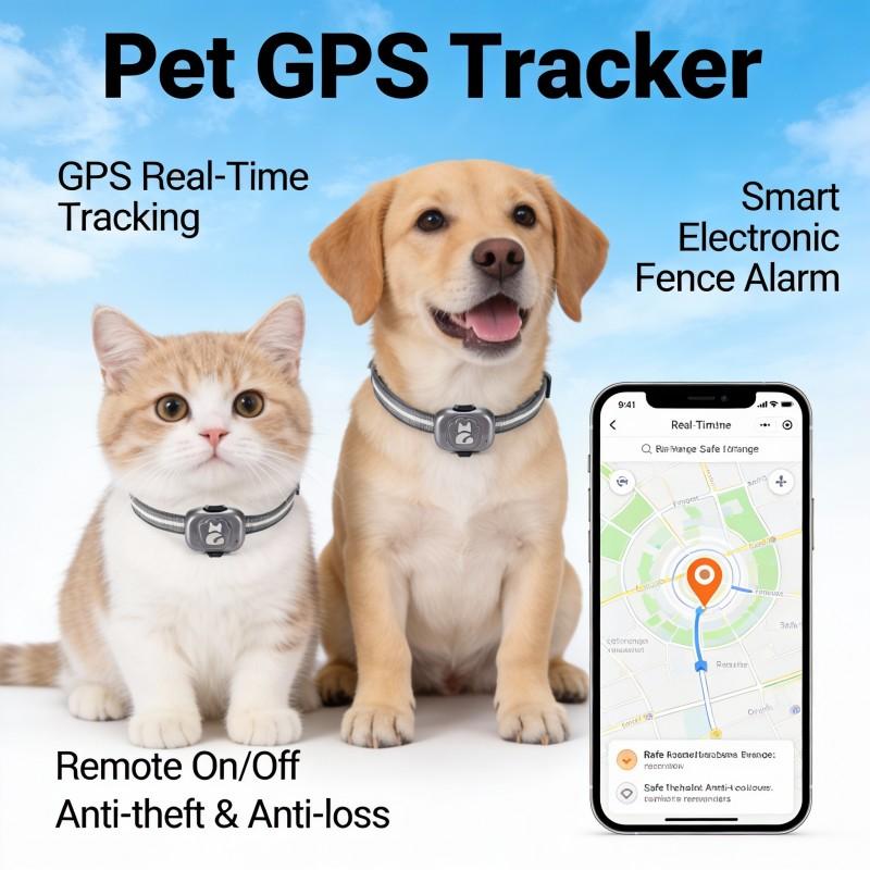 GPS Pet Tracker Dog Collar - Waterproof GPS Positioning and Smart Activity Tracker with Unlimited Range