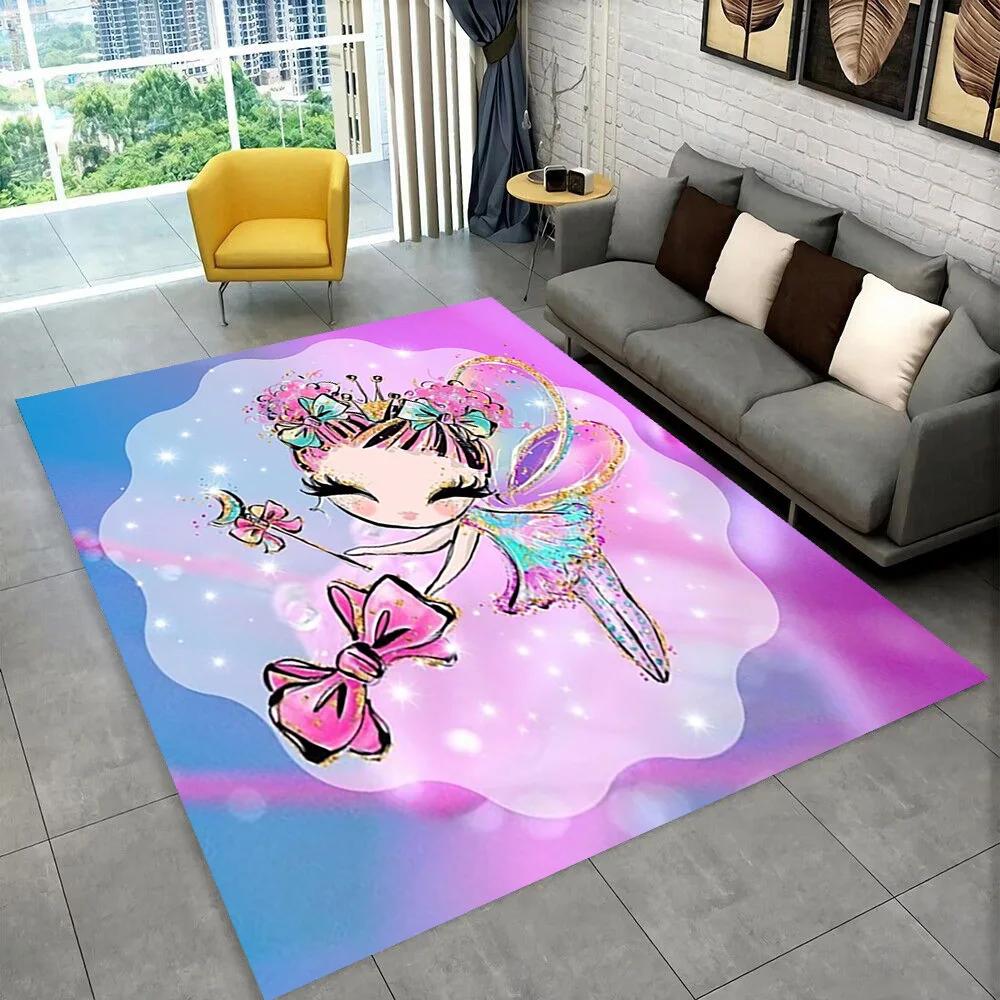 Cute Ballet Girl Ballerina Cartoon Area Rug,Carpet for Home Living Room Bedroom Sofa Doormat Decor,kids Play Non-slip Floor Mat