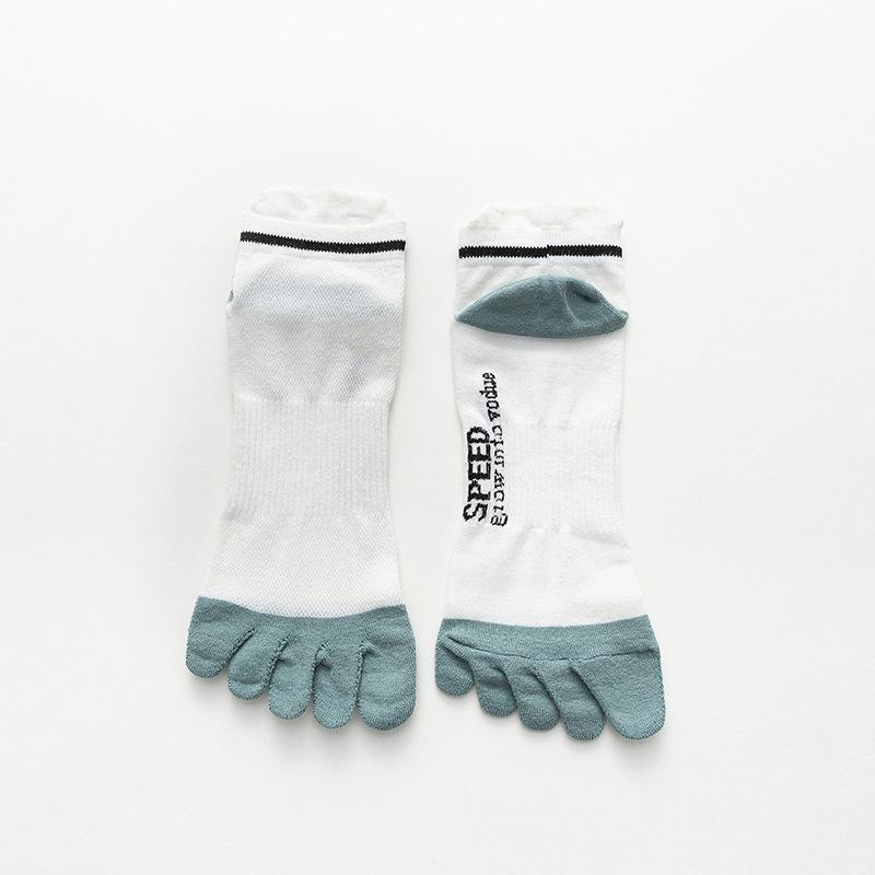Men’s Cotton Five-Toe Mid-Calf Deodorant Socks for Spring and Summer