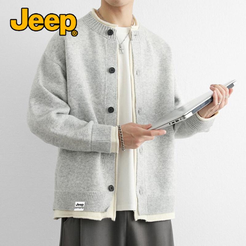 JEEP Men's Faux Two-Piece Knit Cardigan Jacket