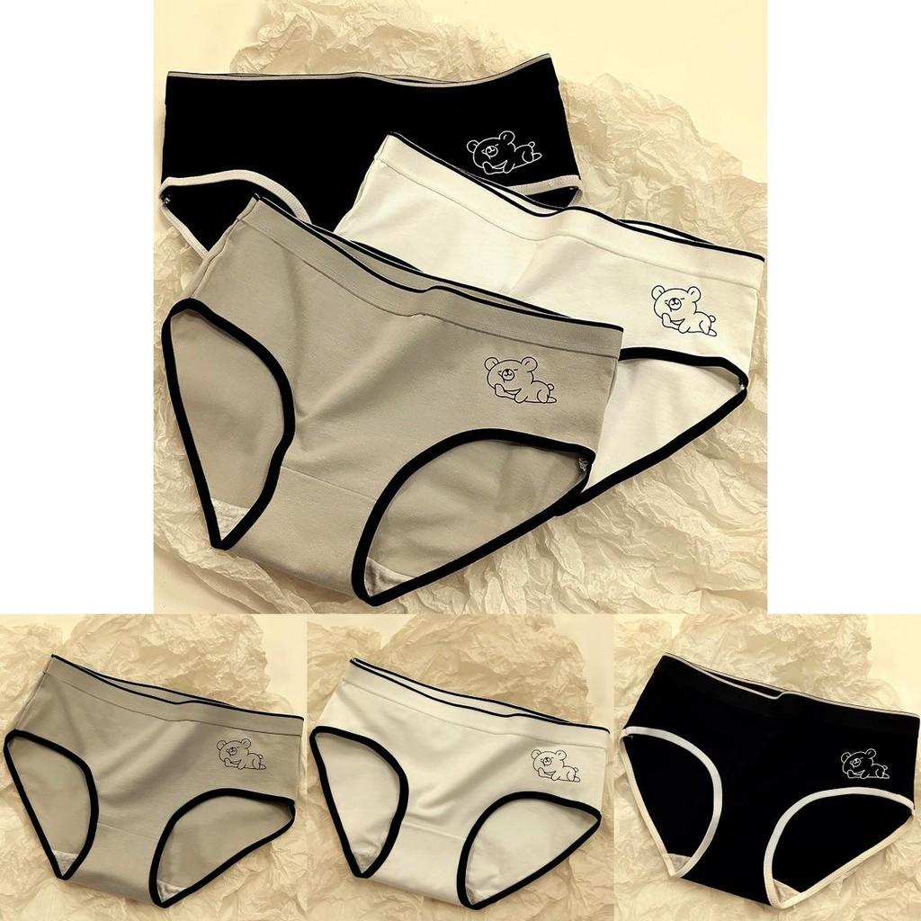 Soft Cotton Underwear For Women Featuring Cute Cartoon Bears In Stylish Mid-rise Design